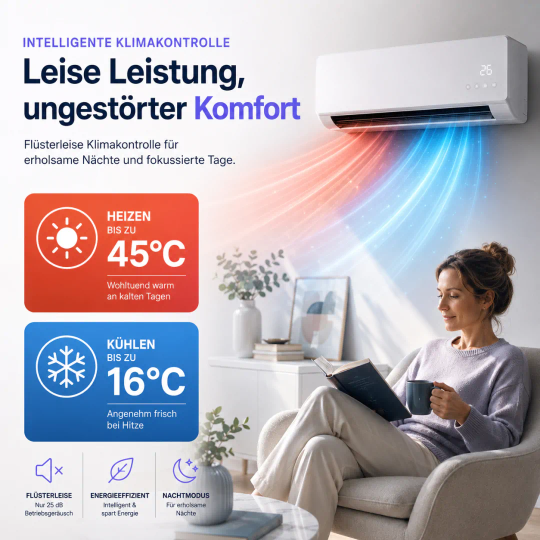 LifeGauge Breeze Darstellung mit leiser Klimakontrolle zum Kühlen und Heizen